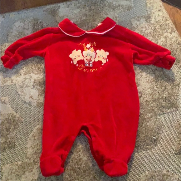 Vintage my fist Christmas footie onesie - Picture 1 of 5